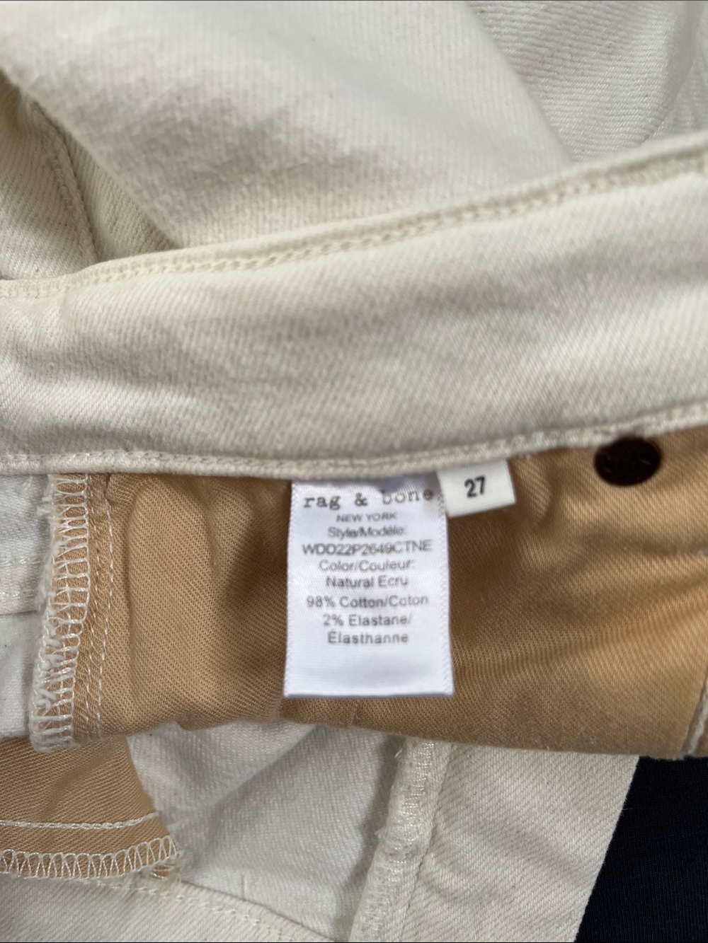 Ivory Rag & Bone Jeans Size 27 - Picture 4 of 4